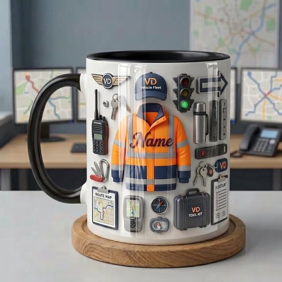 Personalized Vehicle Dispatcher Mug, Faux 3D Effect Mug, Route Tracking Coffee Mug, Fleet Manager Cup, Daily Ops Gift