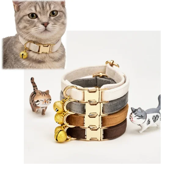 Personalized Velvet Cat Collar with Bell, Personalized Colorful Velvet Cat Collar for Cats and Kittens(wwx)