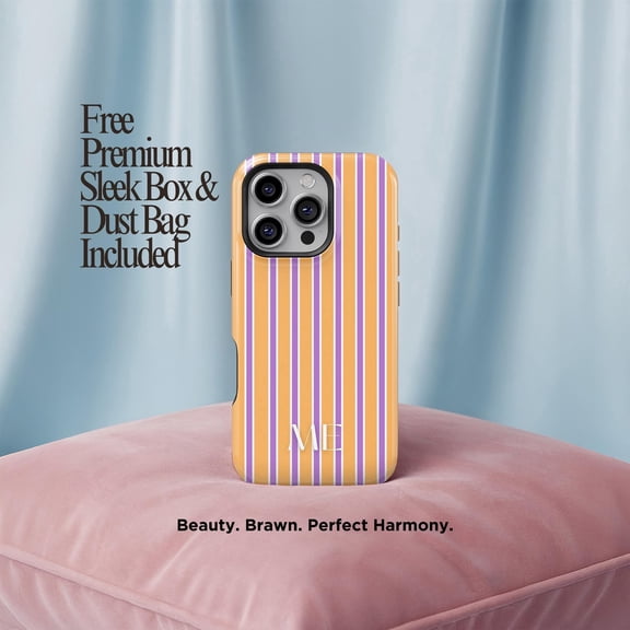 Tough 2 Layer Shockproof Protective Case Compatible with iPhone 17, Personalized Vertical Stripes Custom Name Design