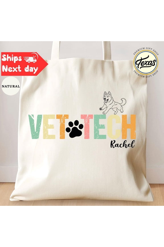 Personalized Vet Tech Tote Bag Custom Veterinarian Gift