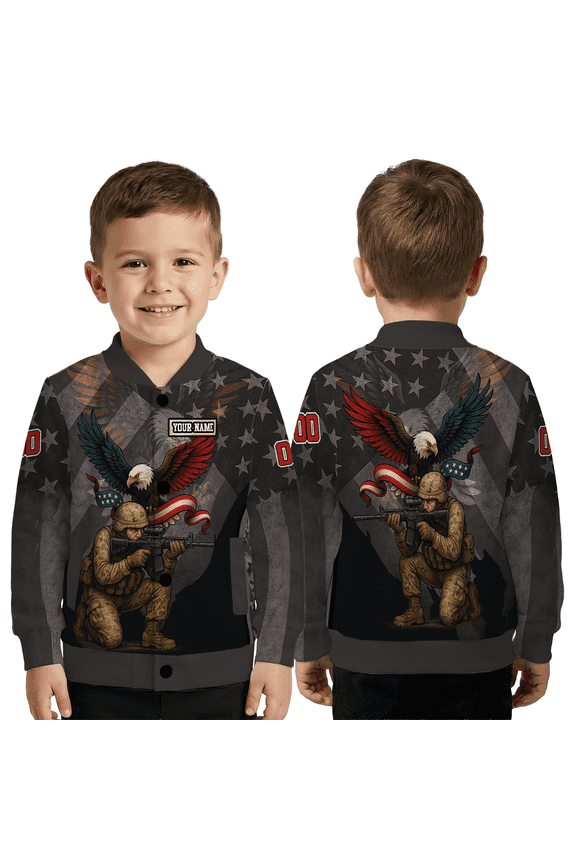 Personalized Veteran Soldier Eagle Coat– American Flag Military Honor Jacket, Veteran Forever All Over Print Jacket