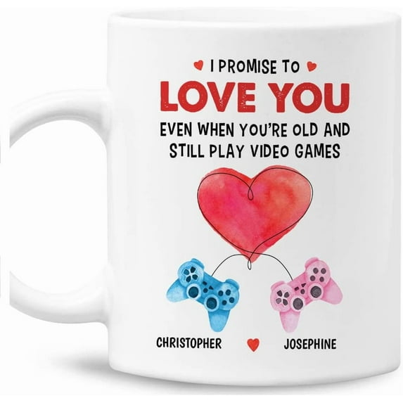 Personalized Video Game Mug For Boyfriend Husband Custom Name Gamer Coffee Mugs Cup 11oz 15oz Birthday Wedding Anniversary Valentine's Day Romantic Cups Gifts For Couple Him Her (Quote 1)