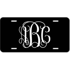 Personalized Vine Monogram License Plate - Size 6" x 12" Aluminum License Plate