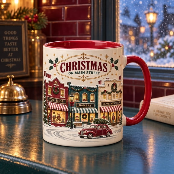 Personalized Vintage Christmas Main Street Ceramic Coffee Mug Gift