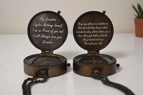 Personalized Vintage Compass - Custom Engraved Compass with Optional Wooden Gift Box or Leather Case - Unique gift for Graduation, Christmas, Retirement, Baptism, Promotion, and Holy Communion