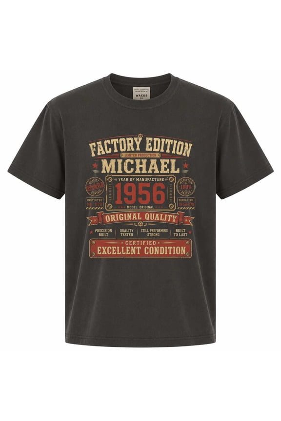 Personalized Vintage Factory Edition Birthday T-Shirt for Men, Custom Name 1956 Original Quality Graphic Tee Gift