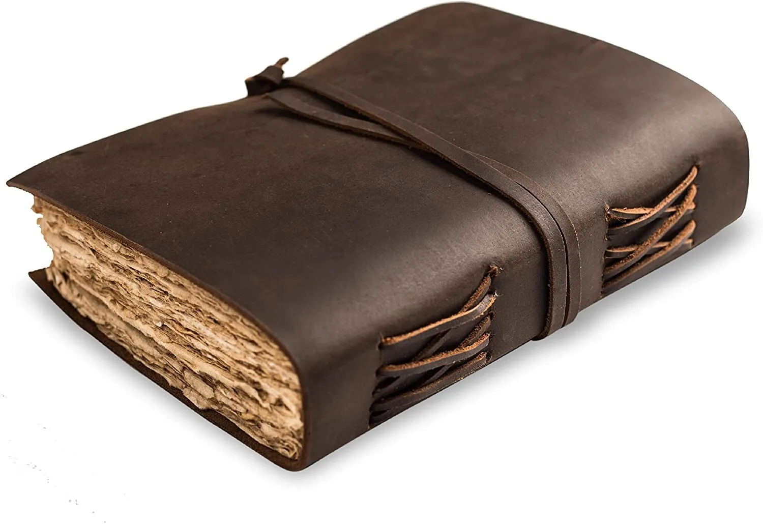 Personalized Vintage Leather Journal Travel Notebook Handmade Deckle Edged Paper