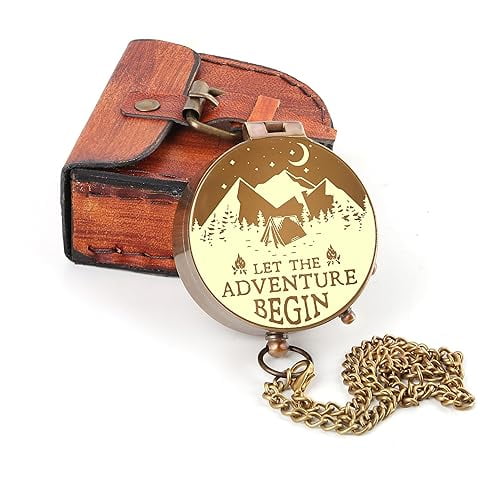 Personalized Vintage Nautical Compass - Small Pocket Antique Brass Engraved Compass For Men Baptism, Birthday, Anniversary Gifts For Husband, Graduation Day And Retirement Gift