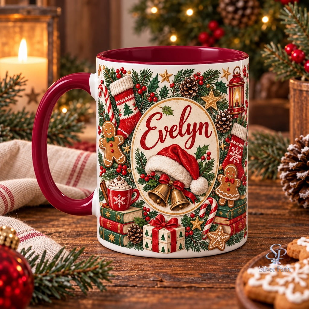 Personalized Vintage Santa Hat Holiday Icons Mug - Walmart.com