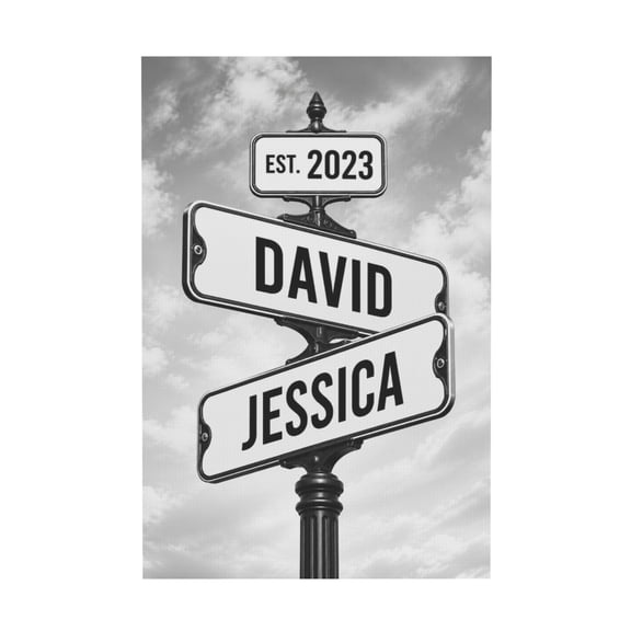Personalized Vintage Street Sign Canvas Wall Art With Custom Names and Date For Bedroom Or Living Room 12*18in