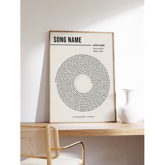 Personalized Vinyl Lyrics Music Wall Art Print