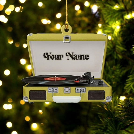 Personalized Vinyl Records Ornament, Custom Vinyl Record Machine Ornament, Vinyl Album Christmas Ornament, Custom Vinyl Record Gift Ornament Tree Hanging, Gift for Music Lover (VR 5) - 2715 (Yellow)