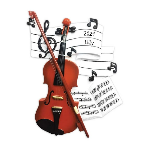 Personalized Violin Christmas Ornament - Violin Ornaments for Christmas Tree, Musical Instrument Ornaments, Music Recital Gifts, Music Teacher Gifts - Orchestra Violin - Free Customization