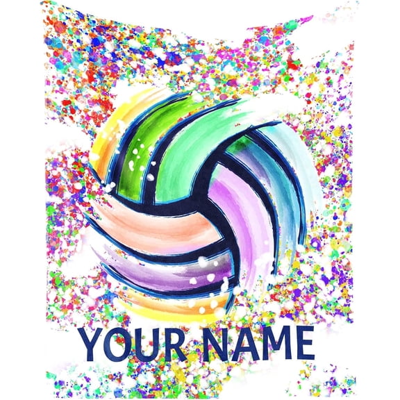 Personalized Volleyball Blanket Gifts with Name - 30"x40" Sports Throw Blanket for Adults, Kids - Colorful Soft Plush Blankets for Couch & Travel