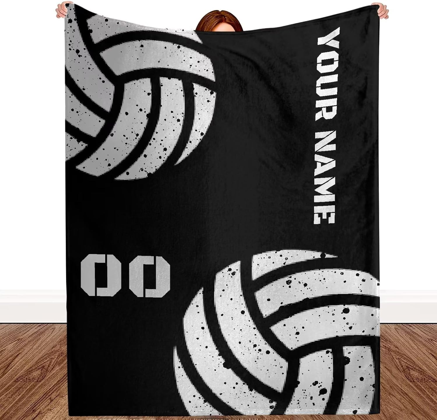 Personalized Volleyball Name and Number Blanket for Kids Customized