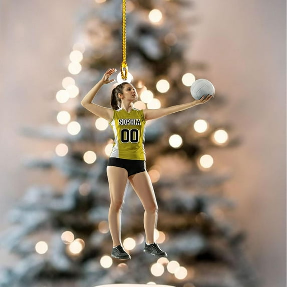 Personalized Volleyball Ornament Beach Volleyball Acrylic Ornament Gift for Volleyball Players Volleyball Ornament Christmas Tree Volleyball Gifts for Team Gifts for Volleyball Lovers (Volley 14) -