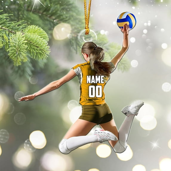 Personalized Volleyball Ornament Beach Volleyball Acrylic Ornament Gift for Volleyball Players Volleyball Ornament Christmas Tree Volleyball Gifts for Team Gifts for Volleyball Lovers (Volley 24) -
