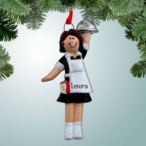 Personalized Waitress with Platter Christmas Ornament - Hostess - Food Server - Restaurant Jobs - Perfect Stocking Stuffer