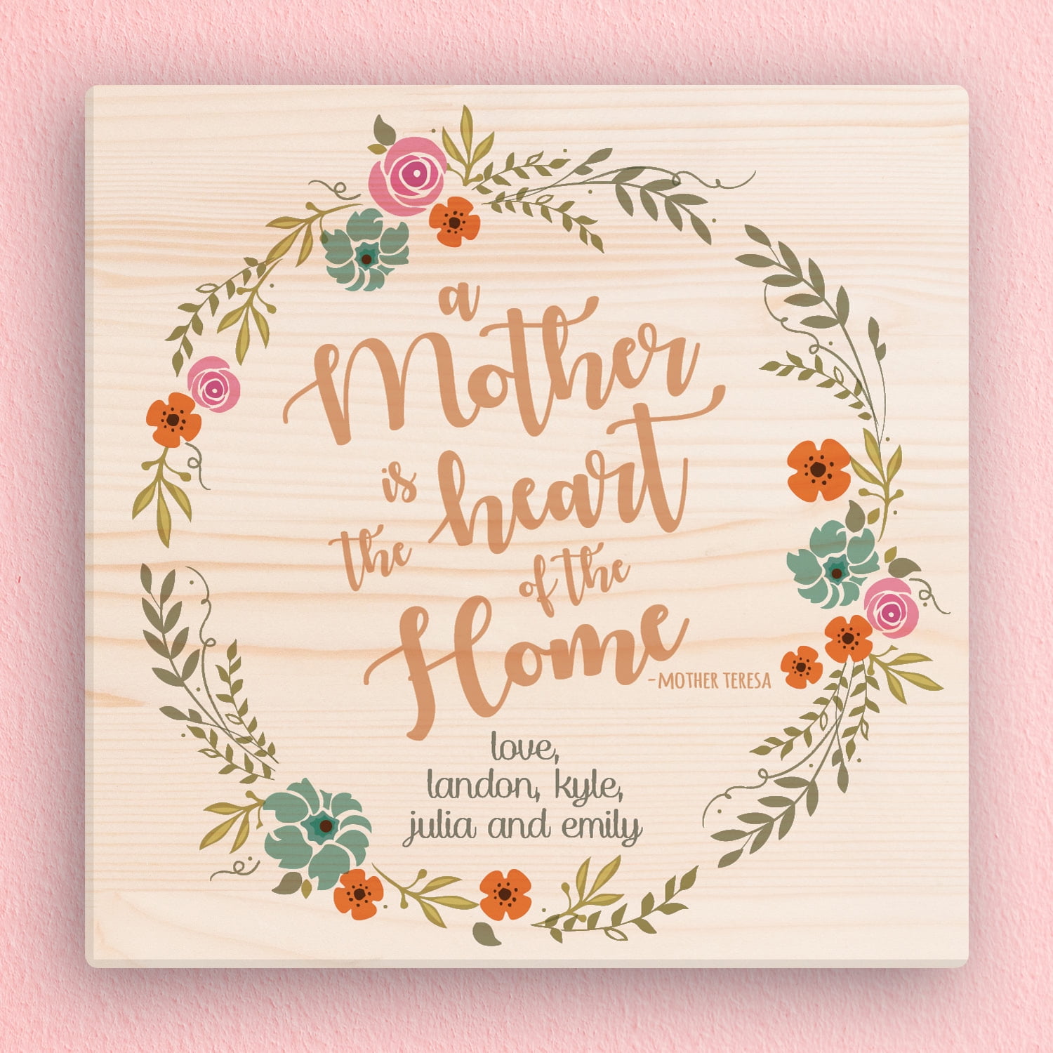 Personalized Wall Canvas - A Mother Is The Heart Of The Home 12" x 12" or 16" x 16" Canvas