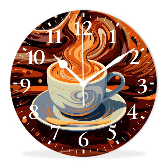 Personalized Wall Clock Non-Ticking Silent Clocks Battery Operated Decor Clocks with Photo for Bathroom-Strong Coffee(14inch)