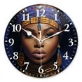 thumbnail image 1 of Personalized Wall Clock Non-Ticking Silent Clocks Battery Operated Round Clocks Decorative for Bathroom,Office-Beautiful African Woman Wearing Intricate Blue Headdress(10inch), 1 of 4