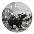 thumbnail image 1 of Decorative Round Wall Clocks Non-Ticking Silent Battery Operated Clocks with Photo for Bedroom,Living Room-Black And White Drawing Of Adult Grizzly Bear(14inch), 1 of 4