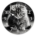 thumbnail image 1 of Personalized Wall Clock Non-Ticking Silent Clocks Battery Operated Round Clocks Decorative for Bathroom,Office-Black And White Photograph Of Cute Kitten With Sad Expression(10inch), 1 of 4