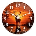 thumbnail image 1 of Personalized Wall Clock Non-Ticking Silent Clocks Battery Operated Round Clocks Decorative for Bathroom,Office-Silhouette Of Deer Standing In Water With Sunset Behind(12inch), 1 of 4