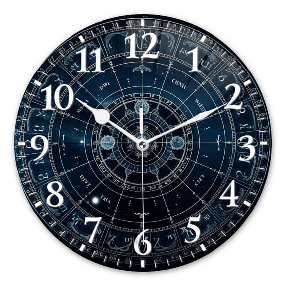 Personalized Wall Clock Non-Ticking Silent Clocks Battery Operated Round Clocks Decorative for Bathroom,Office-Zodiac Signs On The Background Of Space With Stars And Galaxies(12inch)
