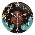thumbnail image 1 of Personalized Wall Clock Non-Ticking Silent Clocks Battery Operated Round Clocks Decorative for Bathroom,Office-Beautiful Black Woman With Stars In Hair(14inch), 1 of 4