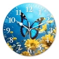 thumbnail image 1 of Non-Ticking Silent Wall Clocks Battery Operated Personalized Decor Clock for Living Room,Bedroom-Beautiful Blue Butterflies Flying Among The Flowers Beautiful(10inch), 1 of 4