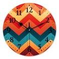 thumbnail image 1 of Non-Ticking Silent Wall Clocks Battery Operated Personalized Decor Clock for Bathroom,Office-Red And Teal Pattern Background（10inch）, 1 of 4