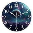 thumbnail image 1 of Non-Ticking Silent Wall Clocks Battery Operated Personalized Decor Clock for Living Room,Bedroom-Surreal Space Scene With Planets And Stars(14inch), 1 of 4