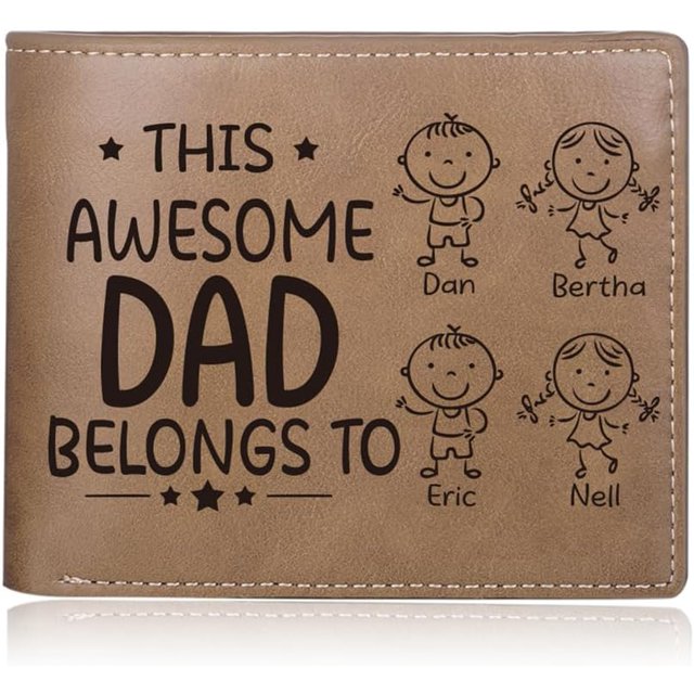 Personalized Wallet For Men With Fist Bump Custom Engraved 25 Names