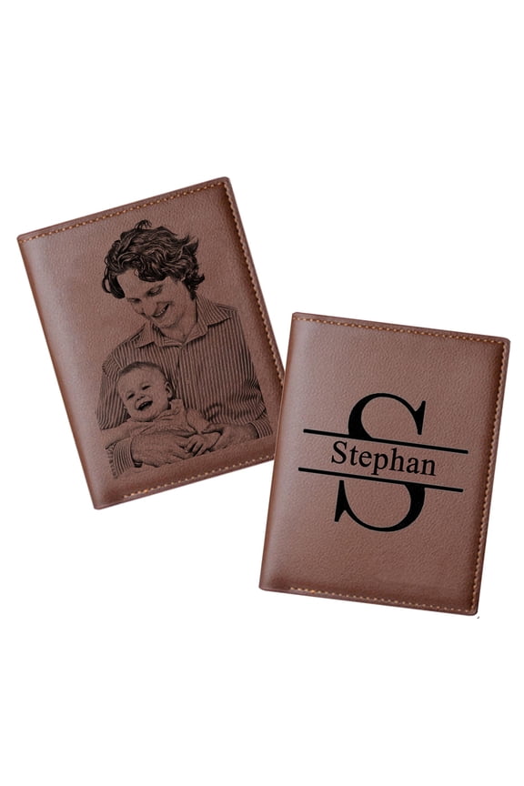 Personalized Wallets for Men Photo Engraved Wallet Monogram Custom Mens Wallets with Picture Engraved Leather Purse Customized Gifts for Him