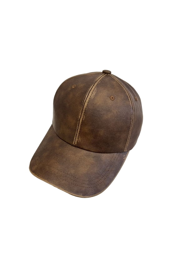 Personalized Washable Old PU Leather Hardtop Baseball Cap Hat For Men Women Autumn Winter ,Soft Touch
