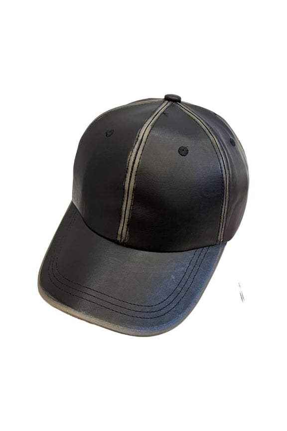Personalized Washable Old PU Leather Hardtop Baseball Cap Hat For Men Women Autumn Winter ,Unique Design