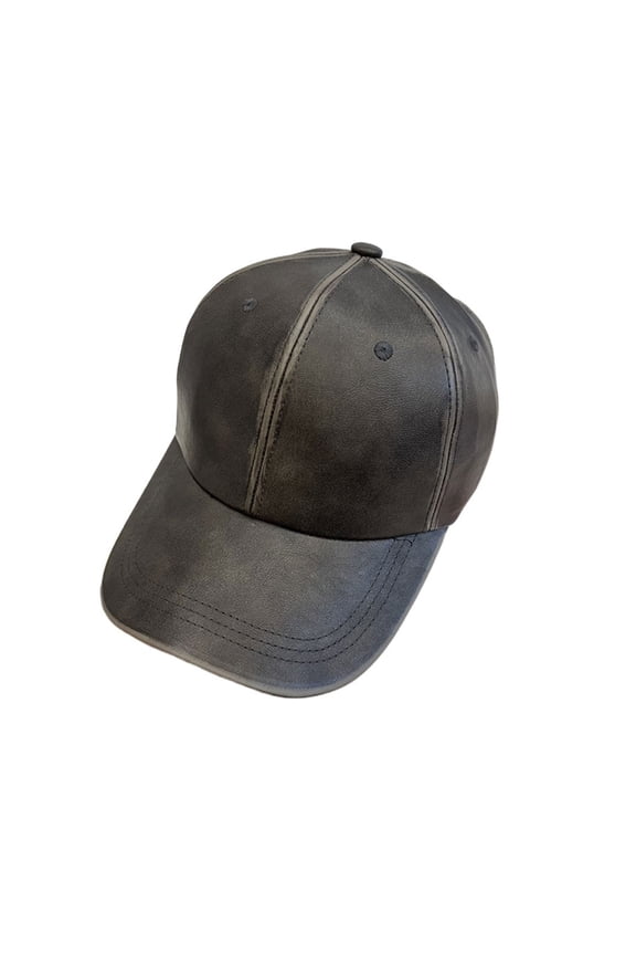 Personalized Washable Old PU Leather Hardtop Baseball Cap Hat For Men Women Autumn Winter