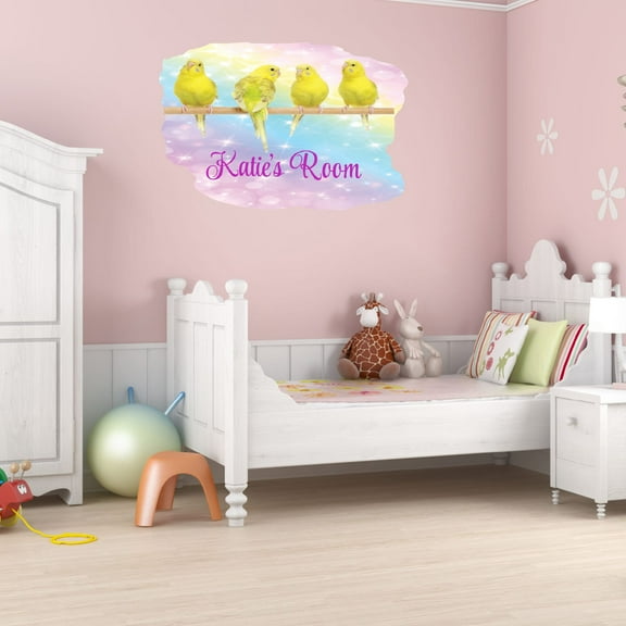 Personalized Watercolor Decal Bedroom Wall Decal for Children Personalized Name Lettering Art Design Cute Custom Name Décor - Size: 20 In x 14 In