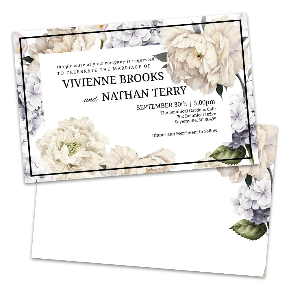 Personalized Watercolor Flowers Wedding Invitation
