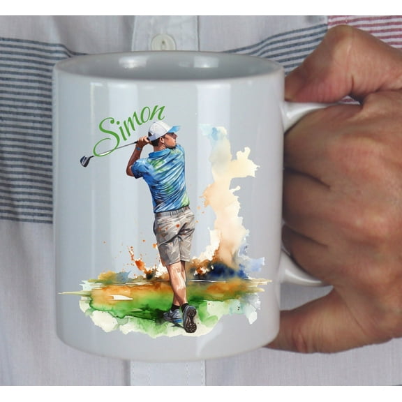 Personalized Watercolor Golf Mug: Gift for Golfers