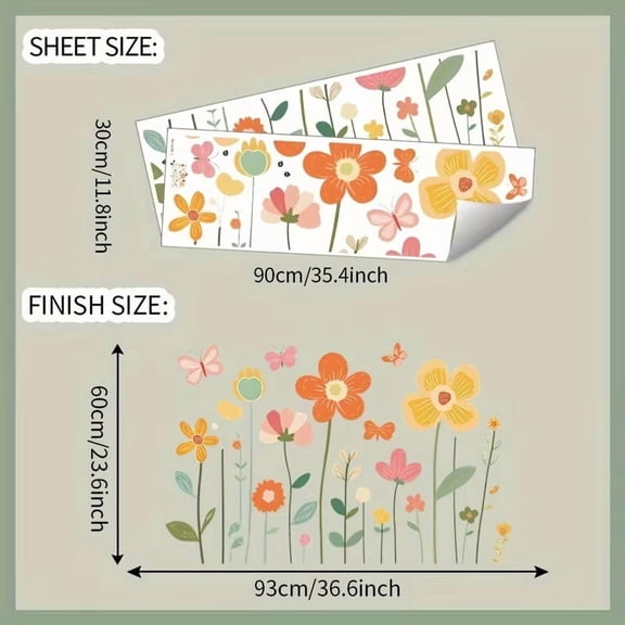 Personalized Waterproof PVC Flower Butterfly Wall Stickers for Home Office Decor - 2 Pack Removable Vinyl Decals for Smooth Surfaces