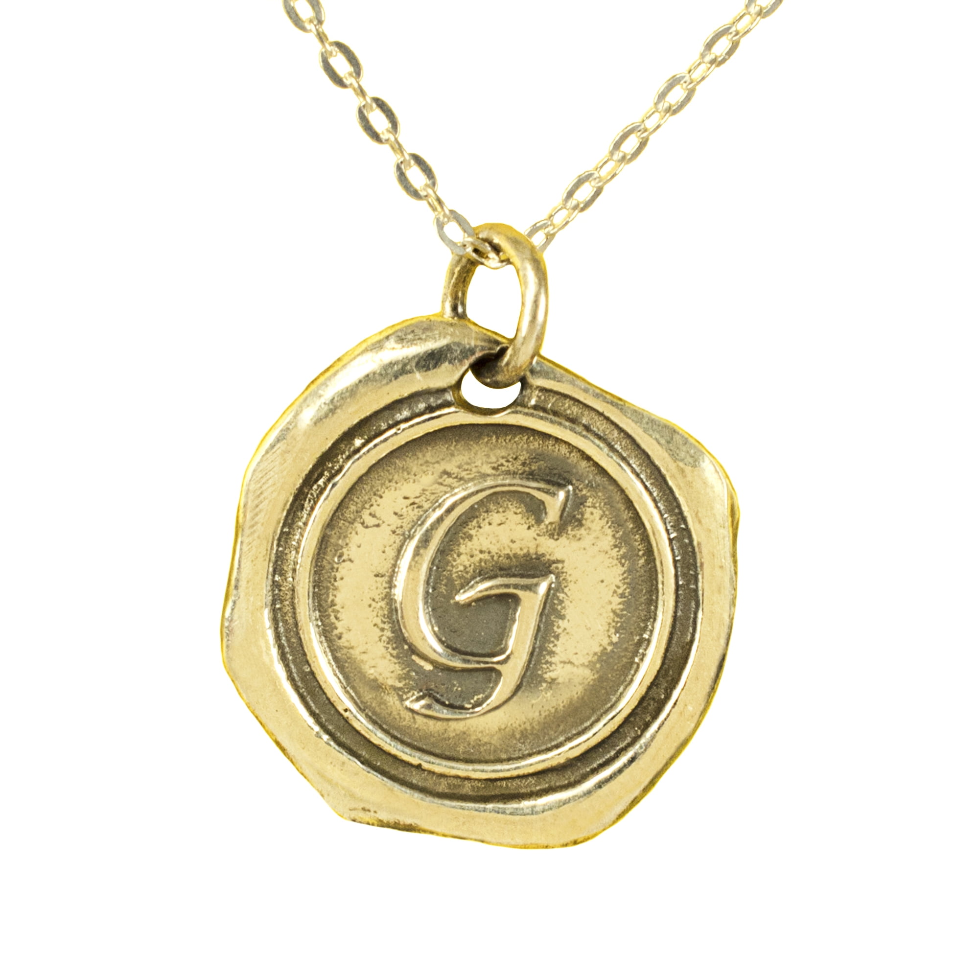 Personalized Wax Seal Initial Pendant Necklace in 14K Gold-Plated Sterling Silver