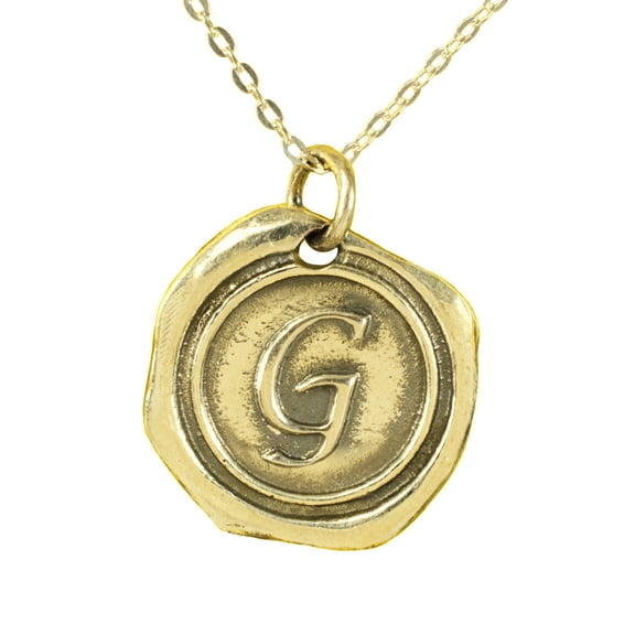 Personalized Wax Seal Initial Pendant Necklace in 14K Gold-Plated Sterling Silver