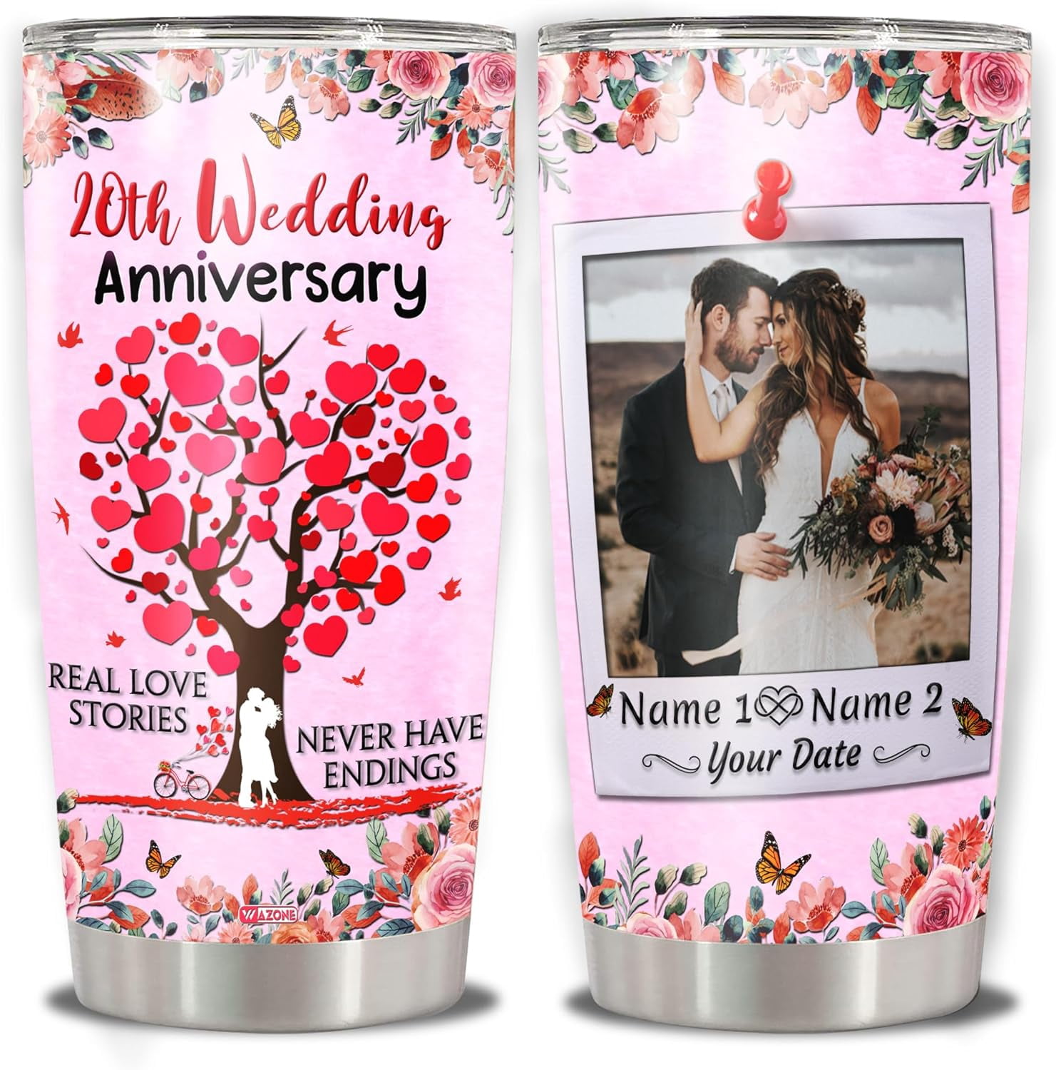 Personalized Wedding Anniversary Tumbler Customized Name Double Walled ...