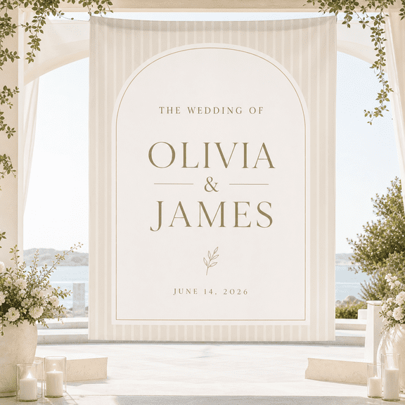 Personalized Wedding Banner Tapestry Minimalist Arch Backdrop