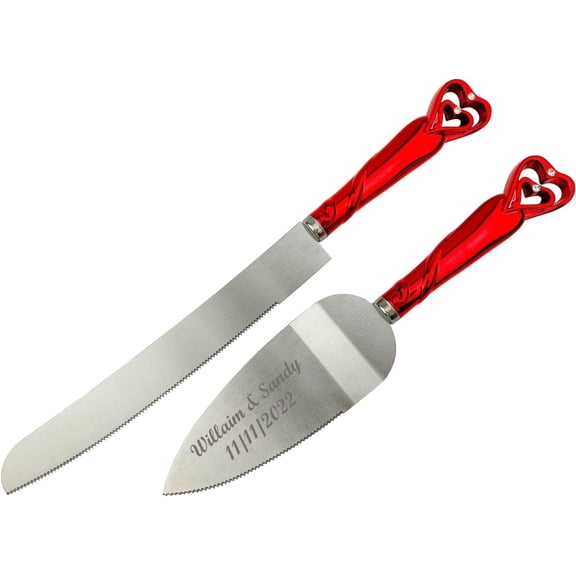 Personalized Wedding Cake Knife and Server Set with Engraving  Cake Cutting Utensil Set, Keepsake Gift for Wedding, Anniversary, Reception, Birthday & Other Occasions (2541-RD)