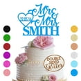 thumbnail image 1 of Personalized Wedding Cake Topper,  Mr & Mrs Cake Topper, Wedding Anniversary Party Decoration, Multi Colors Double Sided Glitter, 1 of 4