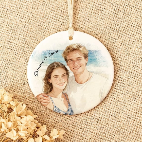 Personalized Wedding Ceramic Ornament with Custom Couple Names and Date, Newlywed Keepsake, Christmas Tree Decor and Gift for Partners or Family