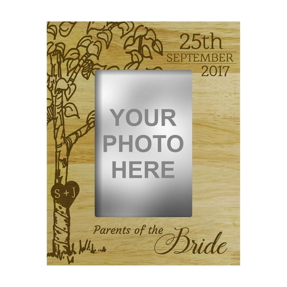 Personalized Wedding Day Engraved Wood Picture Frame With Date - 4 x 6 Inches Horizontal Gift